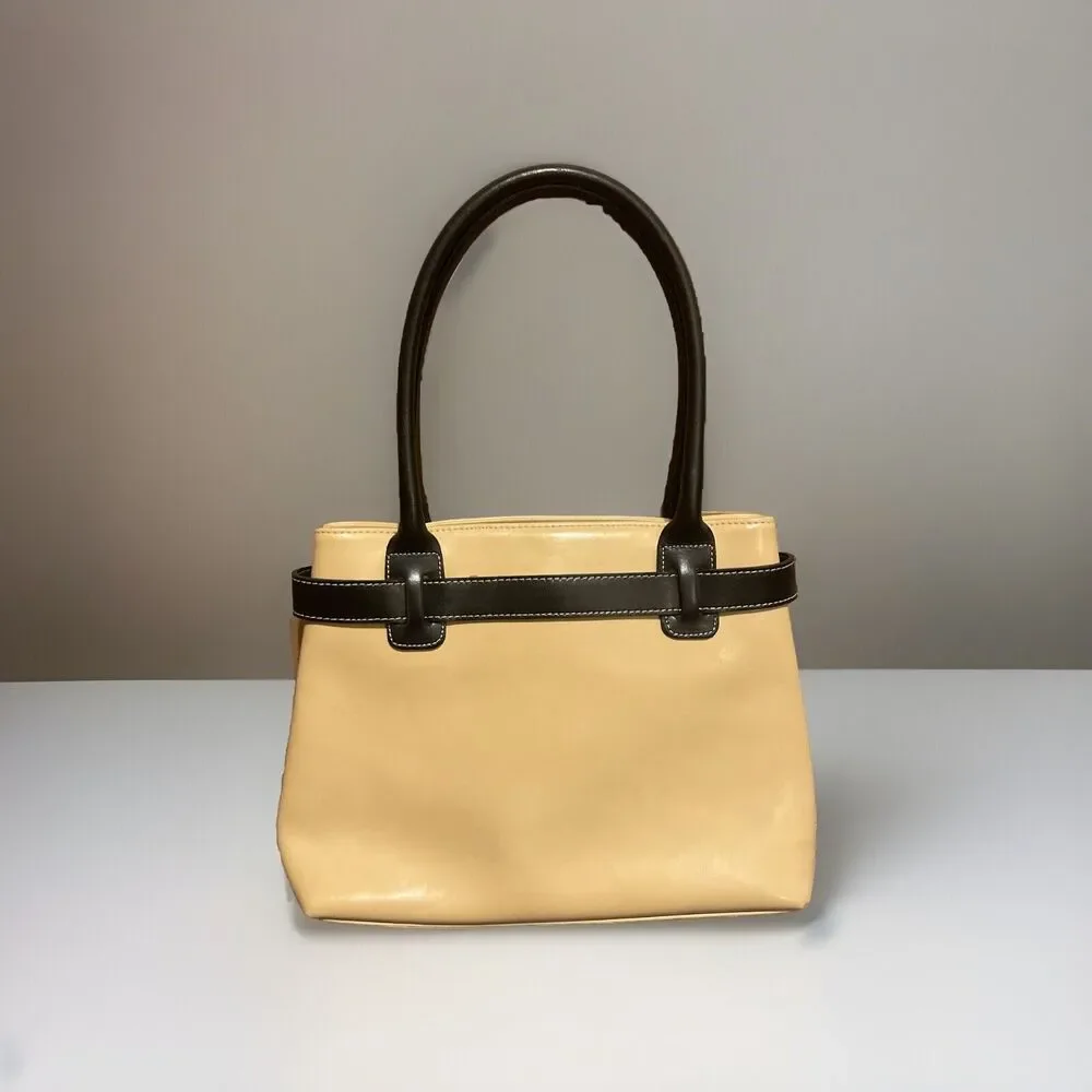 Tiffany & Fred Handbag Made in France Tan Black All Leather